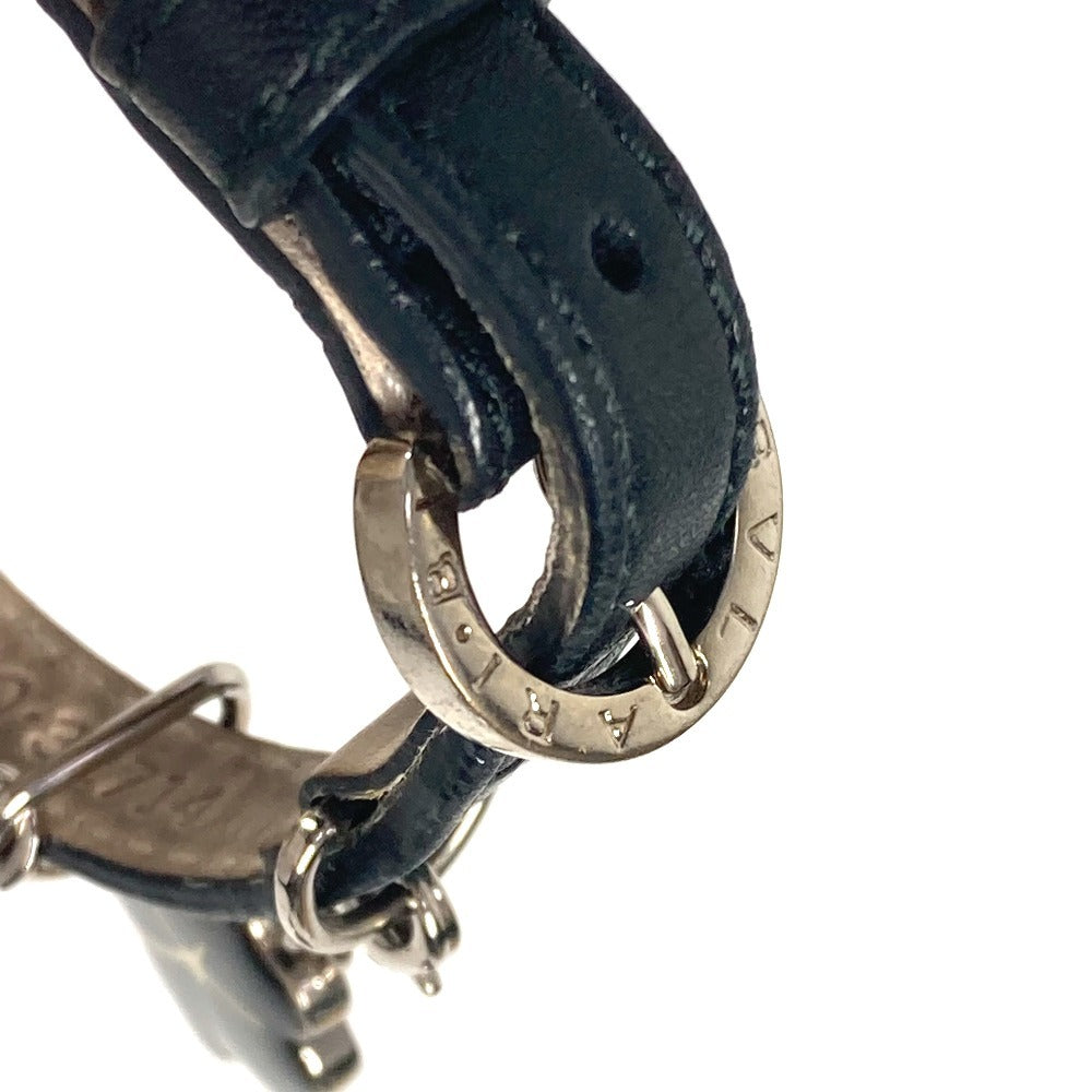 BVLGARI アイコン ロゴ チャーム アクセサリー バングル ブレスレット レザー レディース ブラック - brandshop-reference