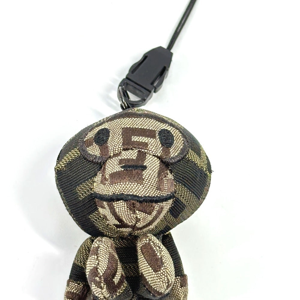FENDI A BATHING APE アベイシングエイプ コラボ ズッカ マイロ ストラップ バッグチャーム キーホルダー チャーム キャンバス ユニセックス ブラウン - brandshop-reference