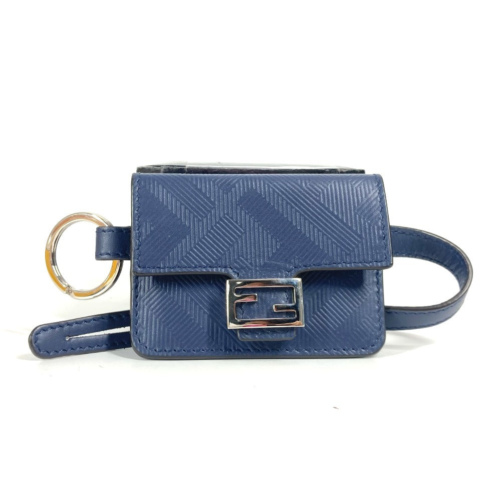 FENDI バケット型 バッグ型 キーリング キーホルダー バッグチャーム チャーム レザー ユニセックス ネイビー - brandshop-reference