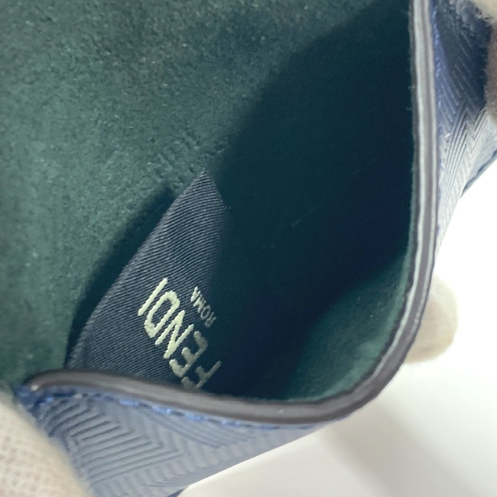 FENDI バケット型 バッグ型 キーリング キーホルダー バッグチャーム チャーム レザー ユニセックス ネイビー - brandshop-reference