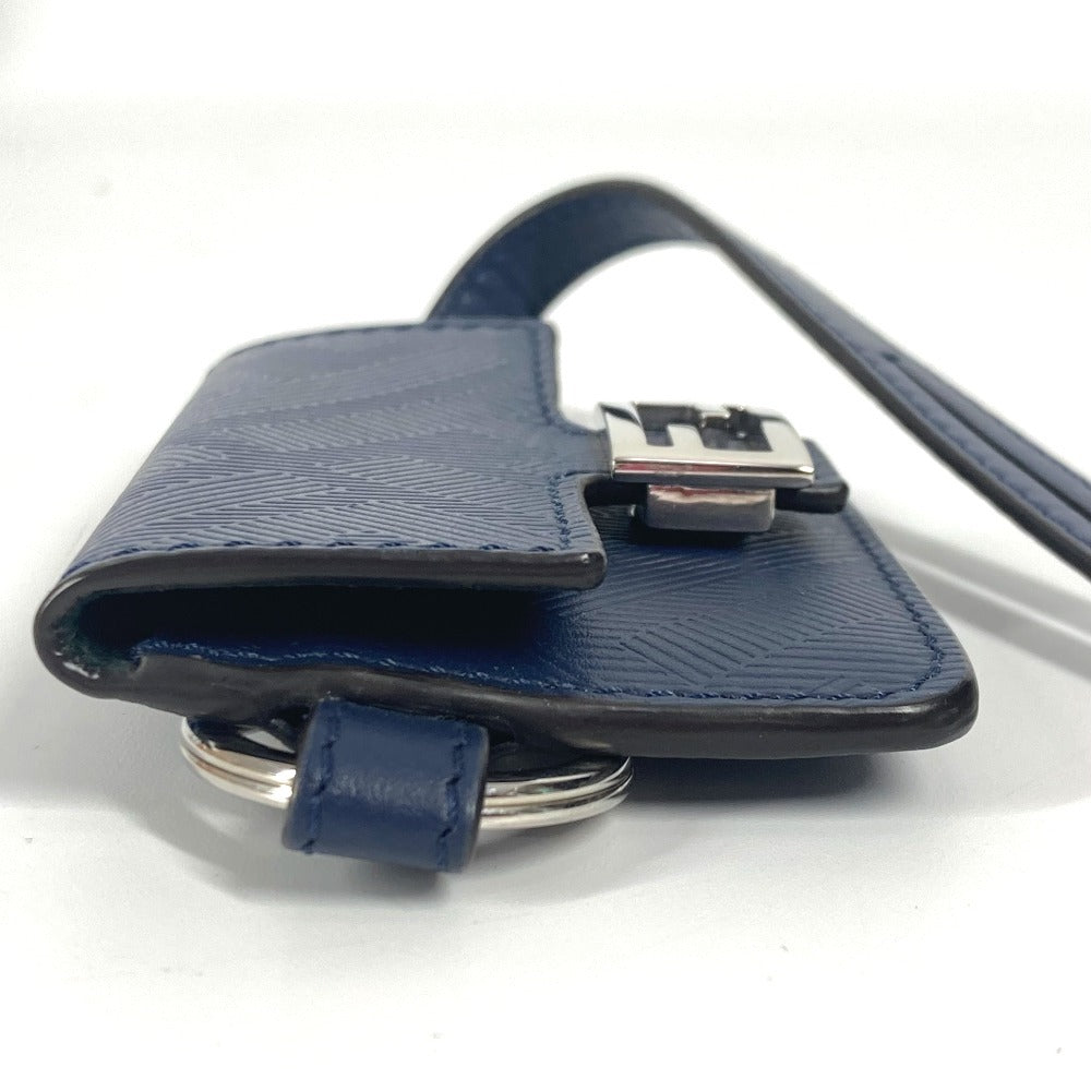 FENDI バケット型 バッグ型 キーリング キーホルダー バッグチャーム チャーム レザー ユニセックス ネイビー - brandshop-reference