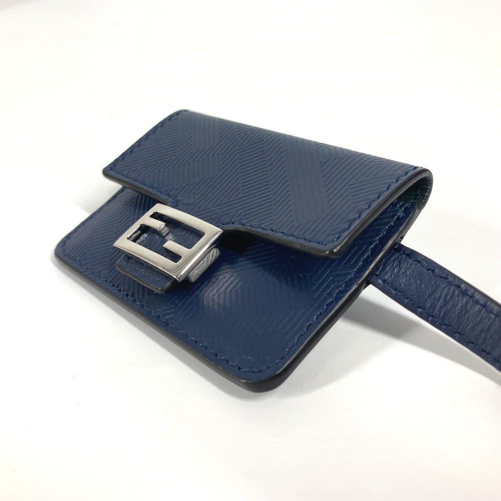 FENDI バケット型 バッグ型 キーリング キーホルダー バッグチャーム チャーム レザー ユニセックス ネイビー - brandshop-reference