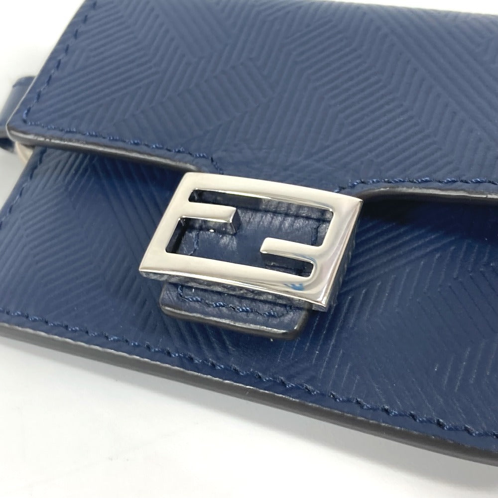 FENDI バケット型 バッグ型 キーリング キーホルダー バッグチャーム チャーム レザー ユニセックス ネイビー - brandshop-reference