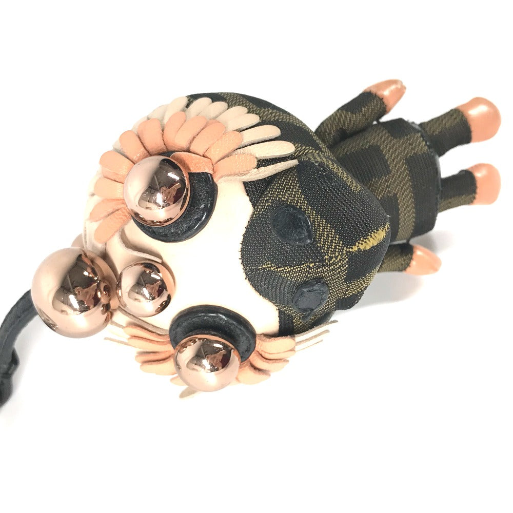 FENDI ズッカ スペース モンキー バッグチャーム キーホルダー 小物 キーホルダー キャンバス レディース ブラウン - brandshop-reference