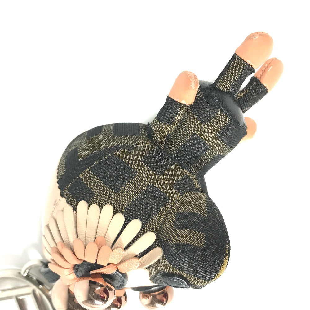 FENDI ズッカ スペース モンキー バッグチャーム キーホルダー 小物 キーホルダー キャンバス レディース ブラウン - brandshop-reference