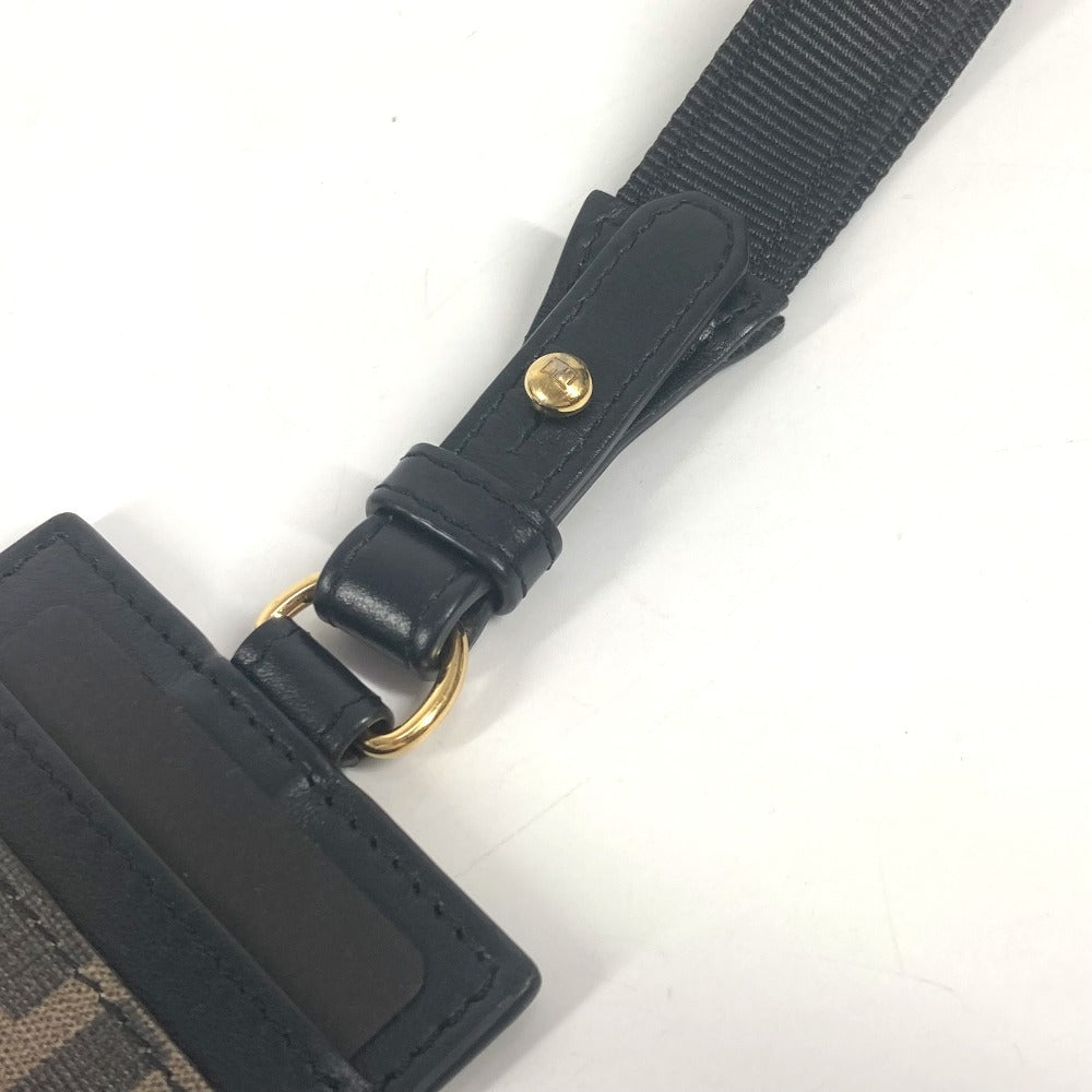 FENDI ヴェルサーチ コラボ VERSACE ロゴ フェンダーチェ FENDACE ズッカ ストラップ付 名刺入れ パスケース カードケース PVC ユニセックス ブラウン - brandshop-reference