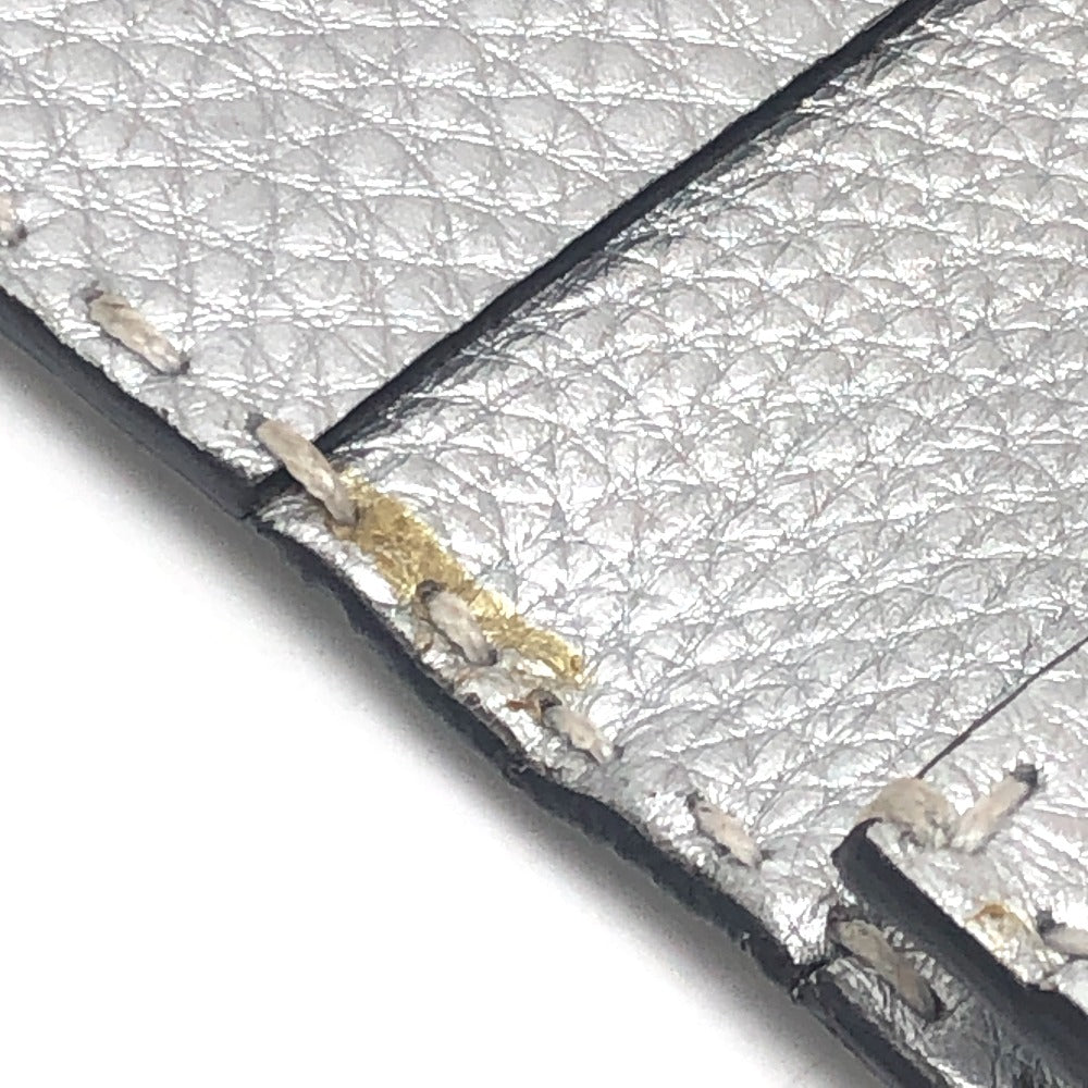 Fendi Selleria Aksesori Bifold Kad Perniagaan Pemegang Kad Jahitan Kes Kulit Perak Wanita