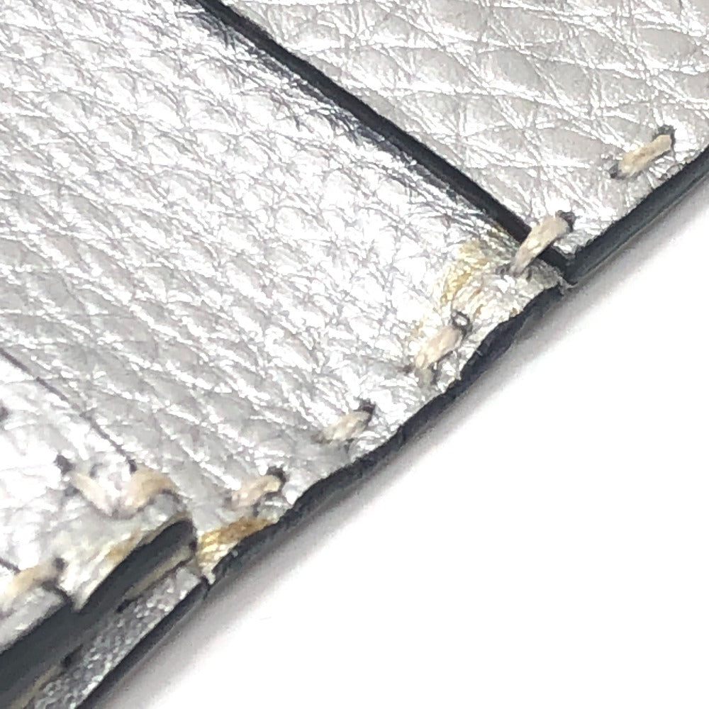 Fendi Selleria Aksesori Bifold Kad Perniagaan Pemegang Kad Jahitan Kes Kulit Perak Wanita