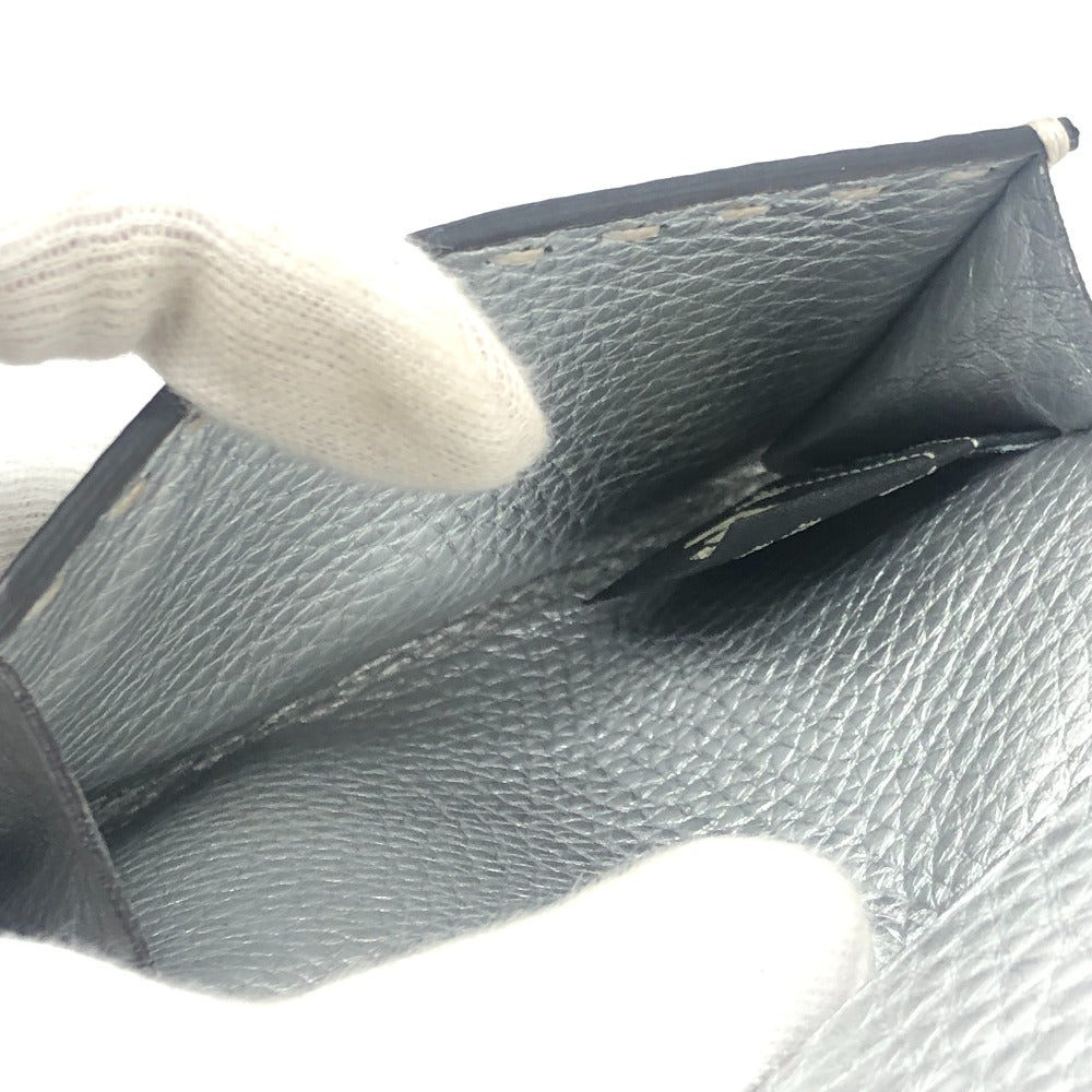 Fendi Selleria Aksesori Bifold Kad Perniagaan Pemegang Kad Jahitan Kes Kulit Perak Wanita