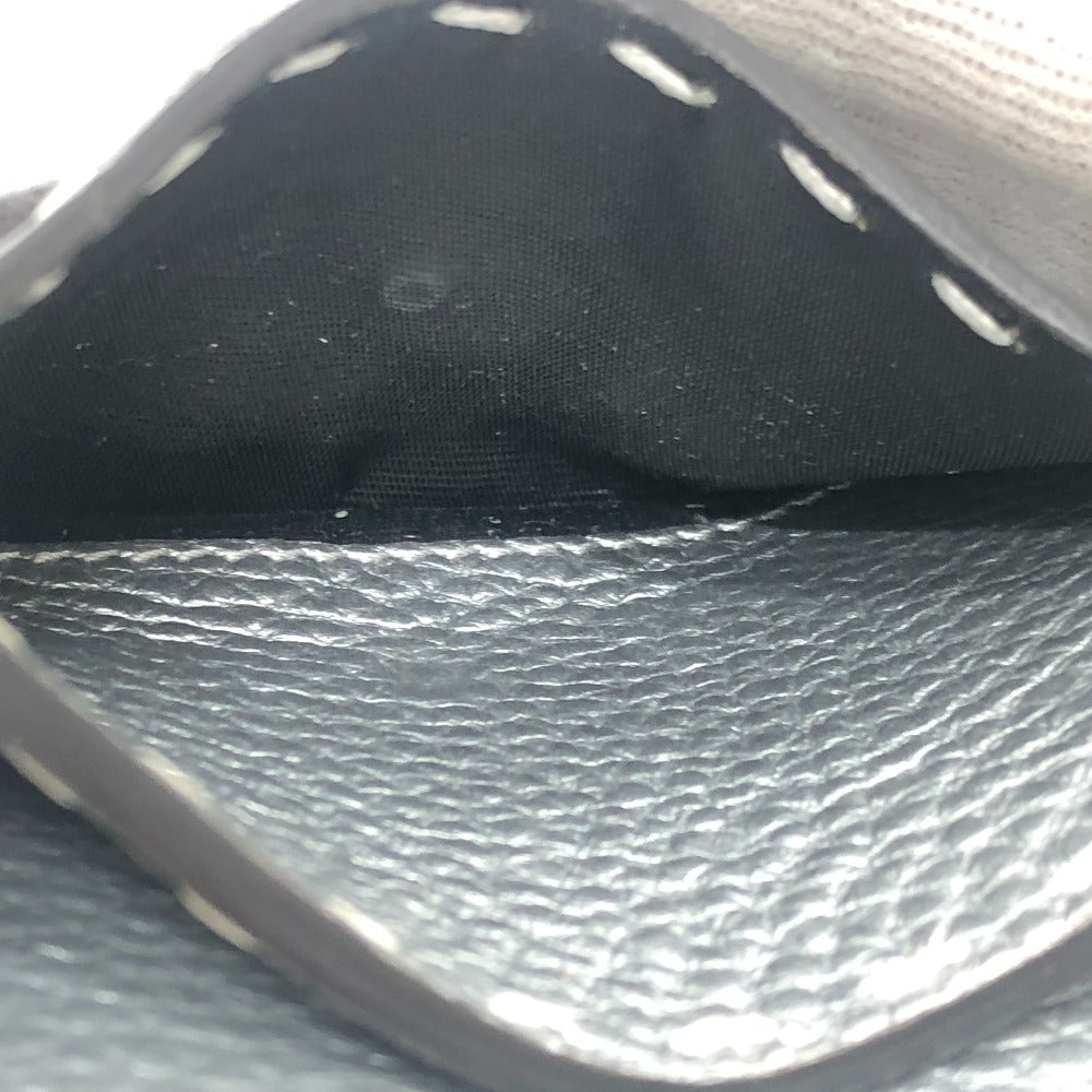 Fendi Selleria Aksesori Bifold Kad Perniagaan Pemegang Kad Jahitan Kes Kulit Perak Wanita