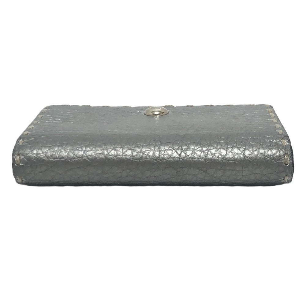 Fendi Selleria Aksesori Bifold Kad Perniagaan Pemegang Kad Jahitan Kes Kulit Perak Wanita