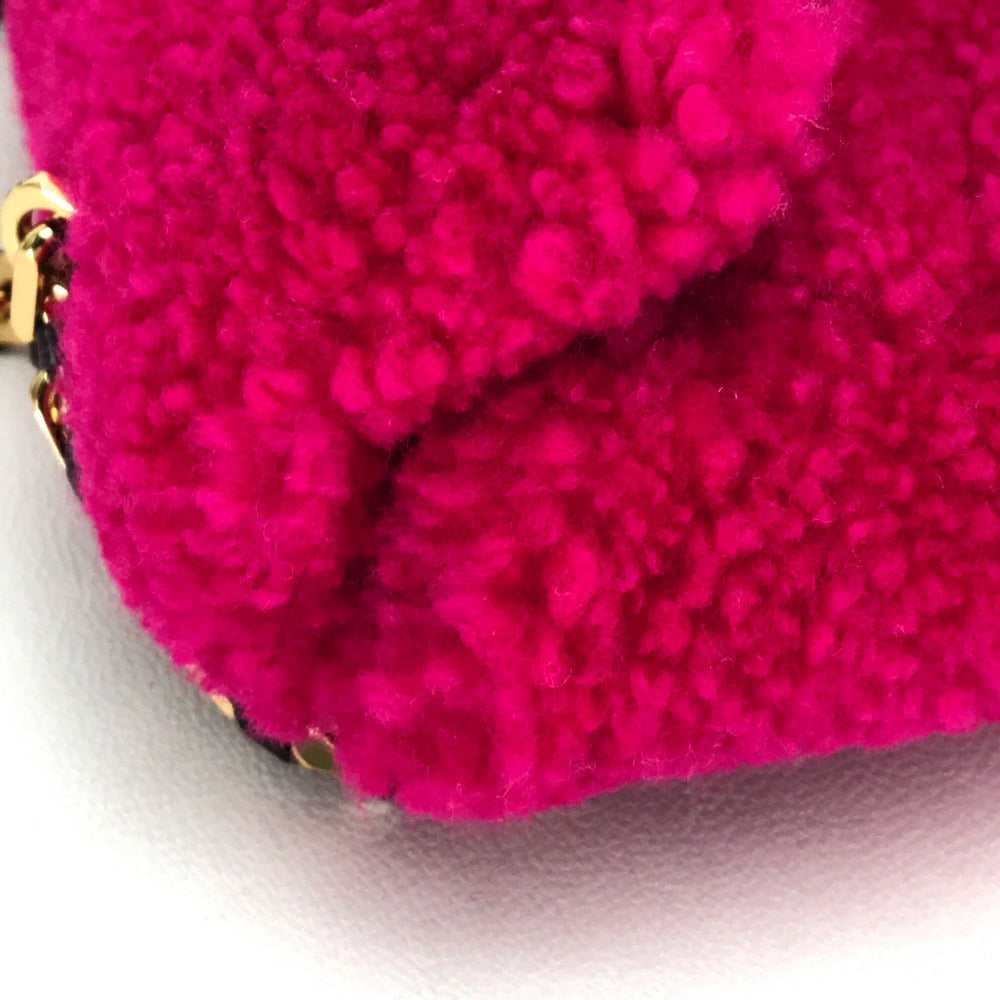 FENDI 8M0315 Mini Baguette Crossbody Pochette Shoulder Bag in Mouton, Women's, Pink and Fuchsia Pink