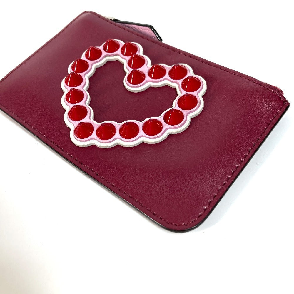 FENDI 8AP151 ハート スタッズ 財布 小銭入れ キーリング付き コインケース レザー レディース レッド - brandshop-reference