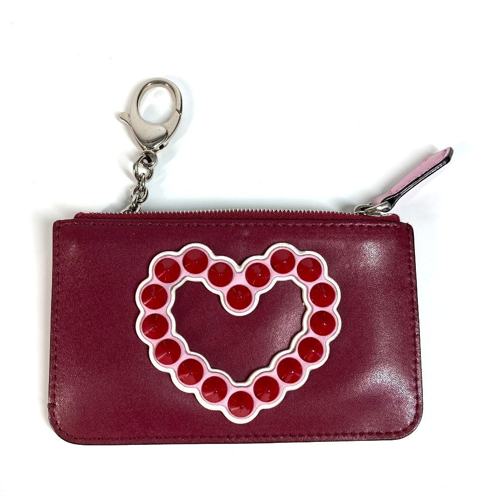 FENDI 8AP151 ハート スタッズ 財布 小銭入れ キーリング付き コインケース レザー レディース レッド - brandshop-reference