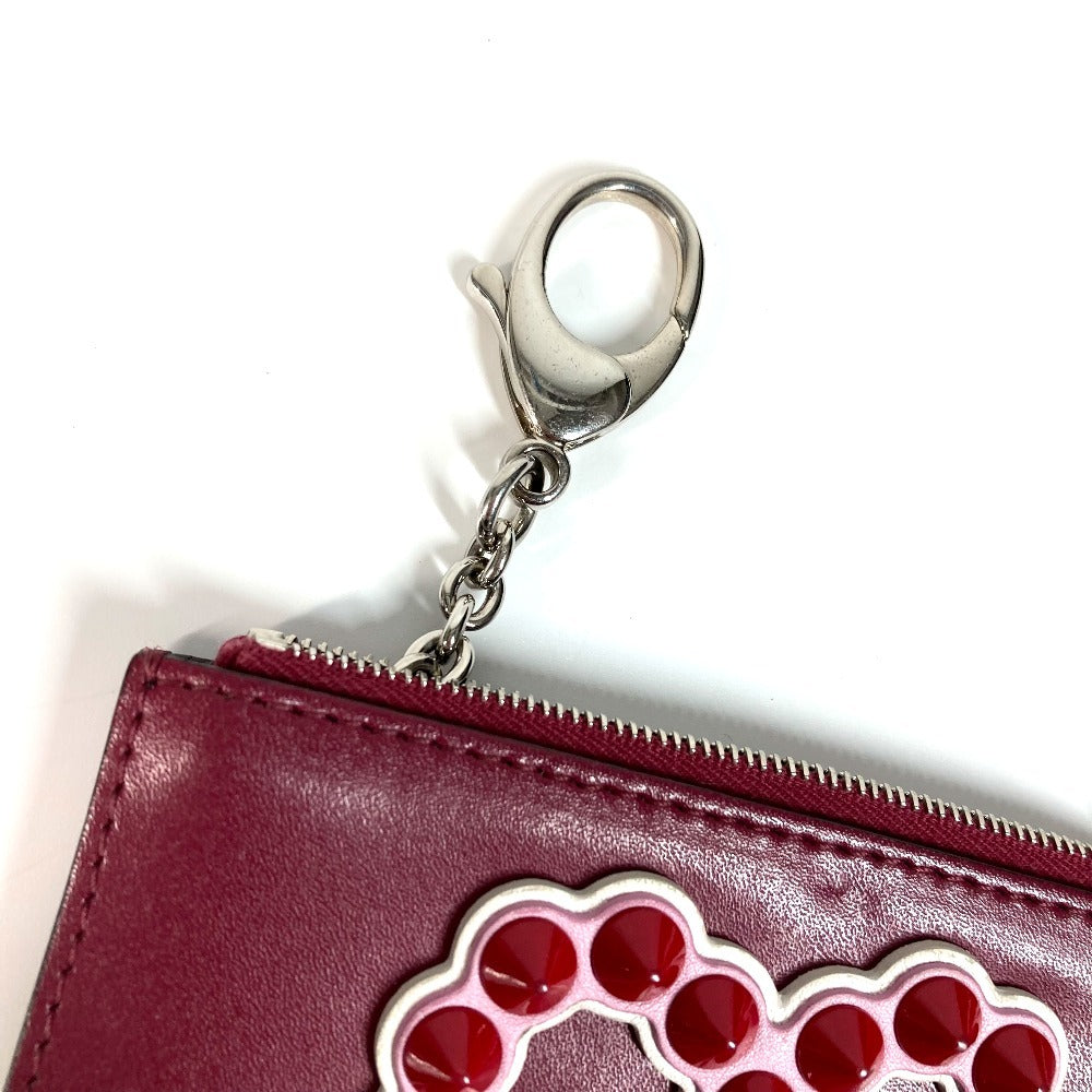 FENDI 8AP151 ハート スタッズ 財布 小銭入れ キーリング付き コインケース レザー レディース レッド - brandshop-reference