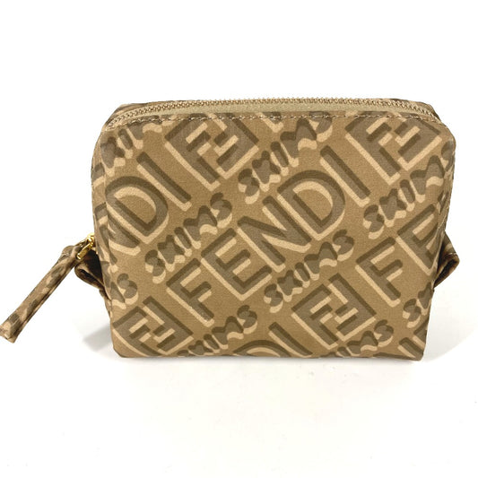 FENDI 8N0179 SKIMS Collaboration Logo Makeup Pouch, Nylon, Women's, Beige