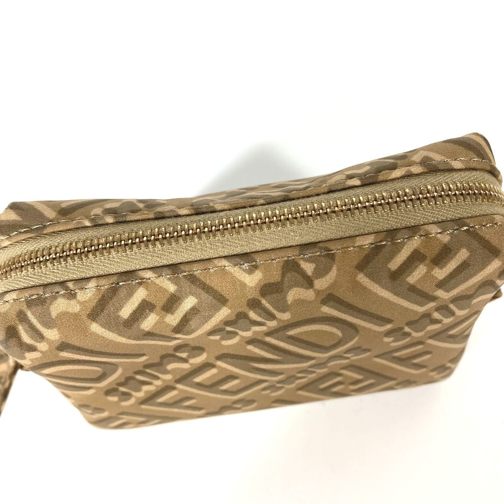 FENDI 8N0179 SKIMS Collaboration Logo Makeup Pouch, Nylon, Women's, Beige