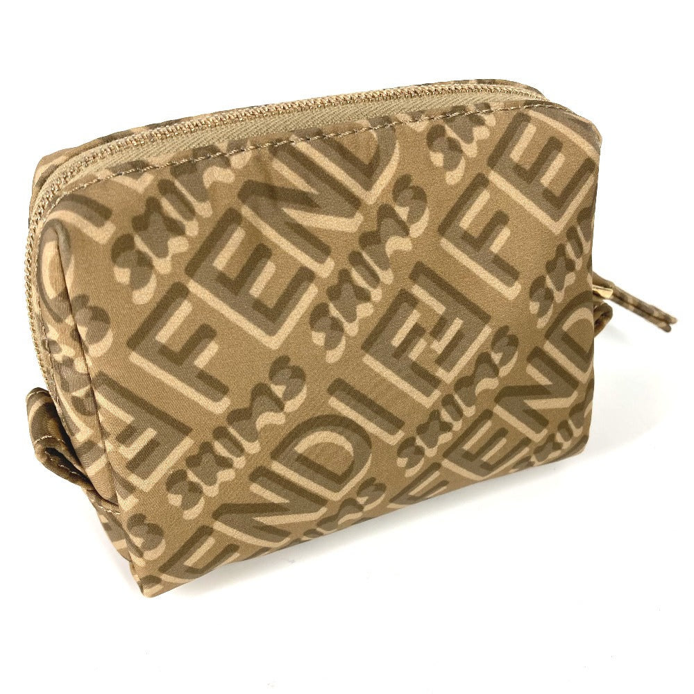 FENDI 8N0179 SKIMS Collaboration Logo Makeup Pouch, Nylon, Women's, Beige