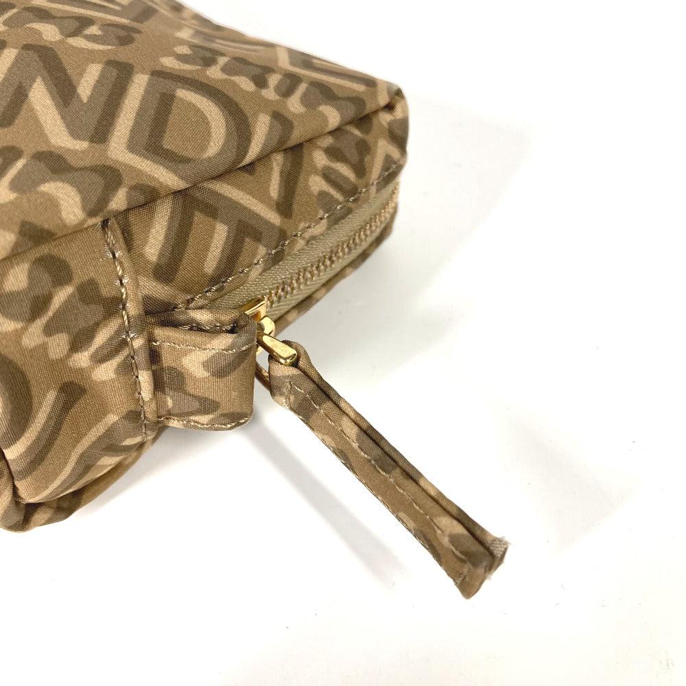 FENDI 8N0179 SKIMS Collaboration Logo Makeup Pouch, Nylon, Women's, Beige