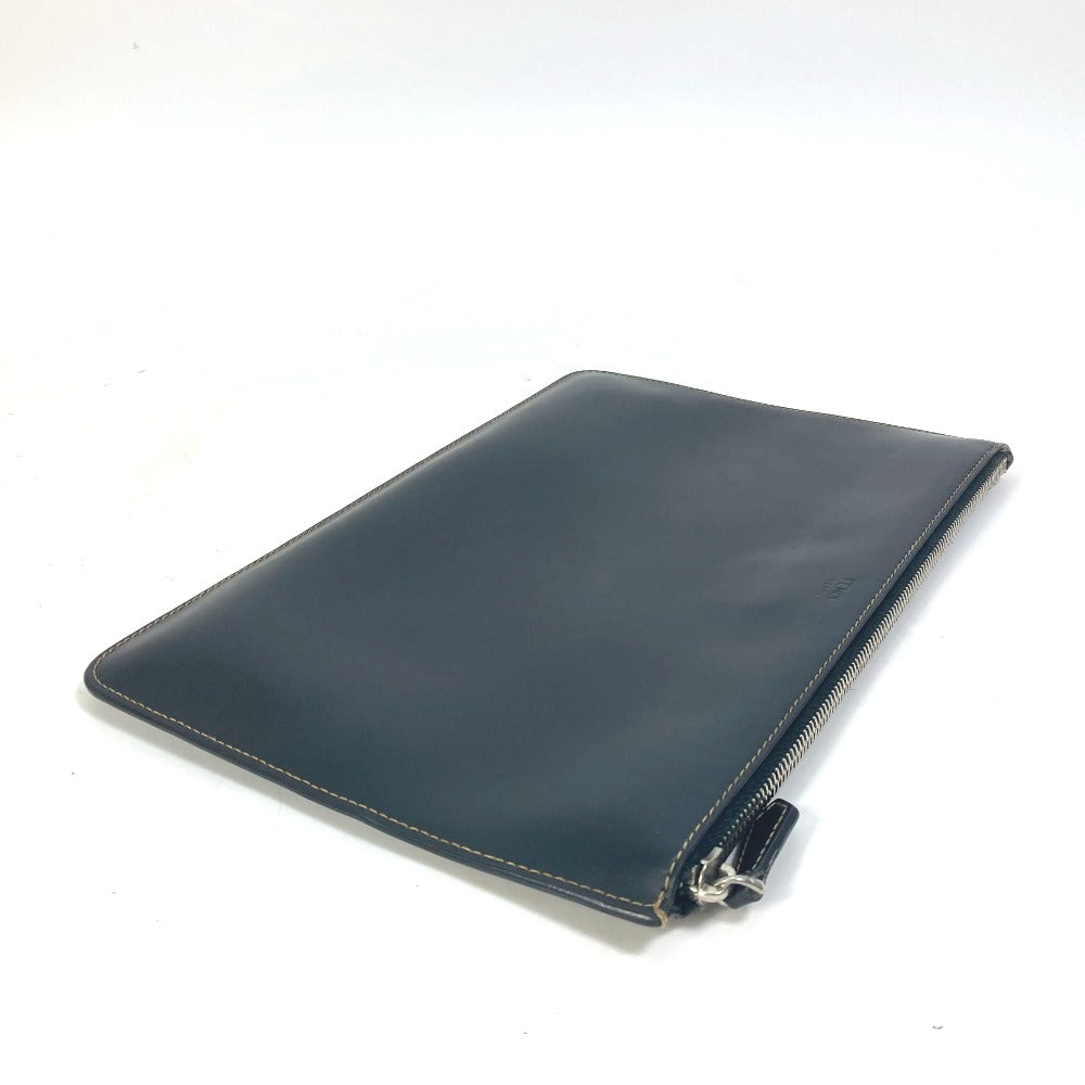 FENDI 7N0078 Zucca Logo Pouch Clutch Bag Leather Men's Black