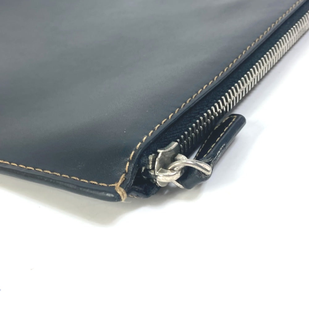 FENDI 7N0078 Zucca Logo Pouch Clutch Bag Leather Men's Black