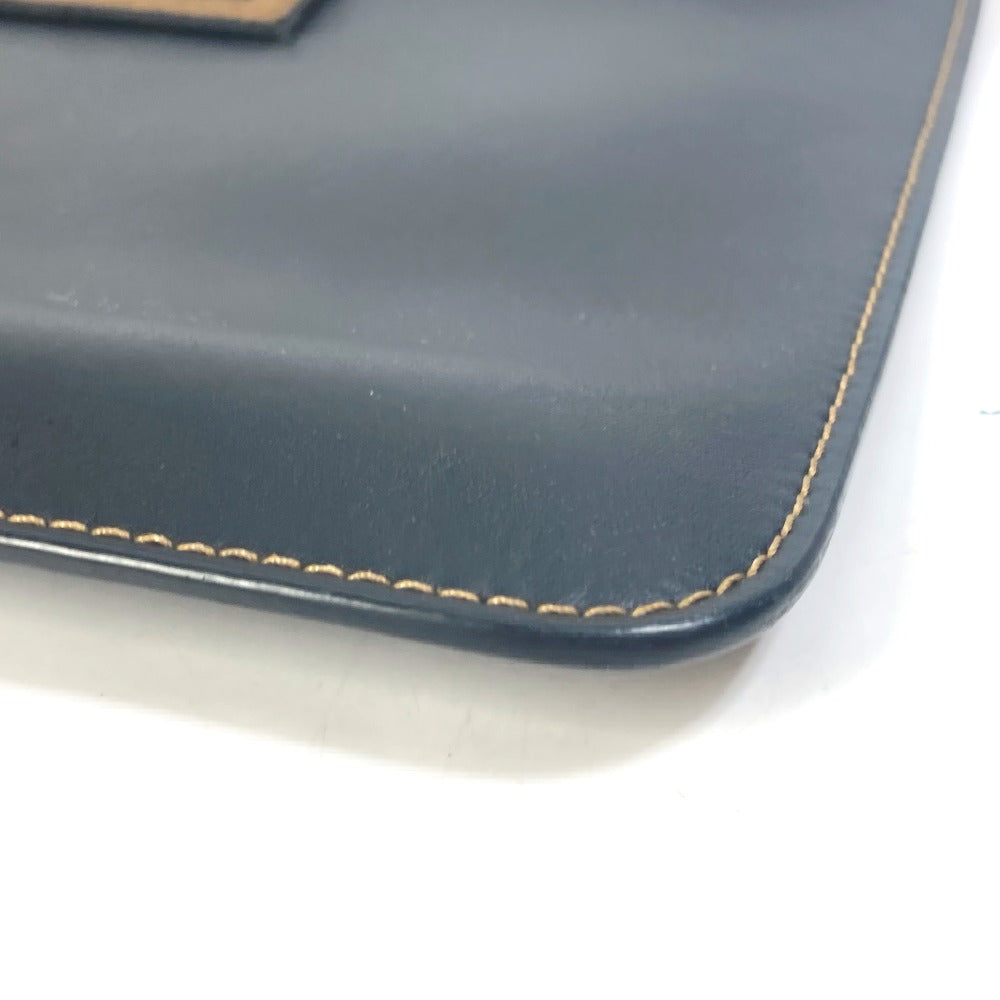 FENDI 7N0078 Zucca Logo Pouch Clutch Bag Leather Men's Black