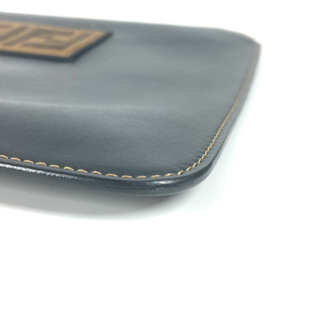 FENDI 7N0078 ポーチ ズッカ ロゴ カバン クラッチバッグ レザー メンズ ブラック