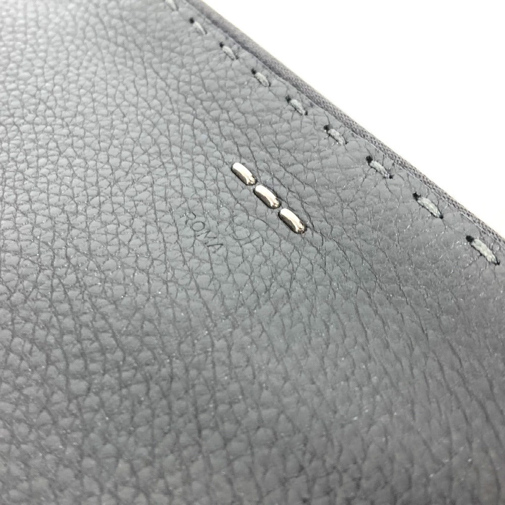 FENDI Selleria Logo Pouch Bag Clutch Bag Leather Men's Black