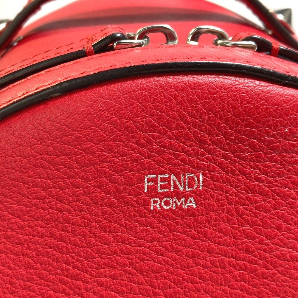 FENDI 8BZ038 Valentine's Day Limited Edition Studded Mini Backpack, Leather, Women's, Red