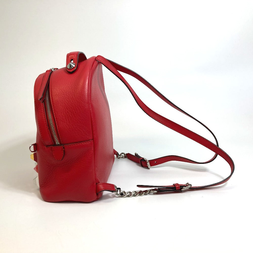 FENDI 8BZ038 Valentine's Day Limited Edition Studded Mini Backpack, Leather, Women's, Red