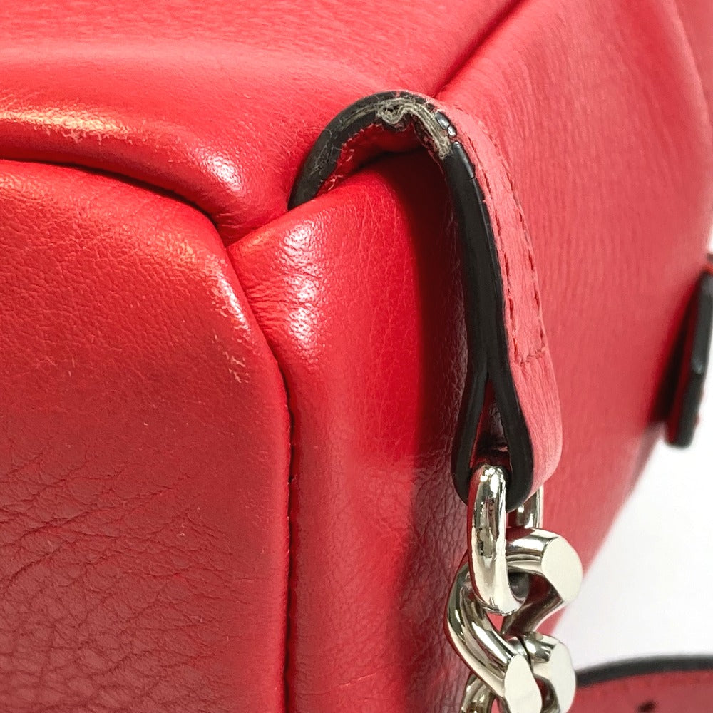 FENDI 8BZ038 Valentine's Day Limited Edition Studded Mini Backpack, Leather, Women's, Red