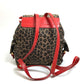 FENDI Leopard Print Backpack in Canvas/Leather, Brown and Red, for Women