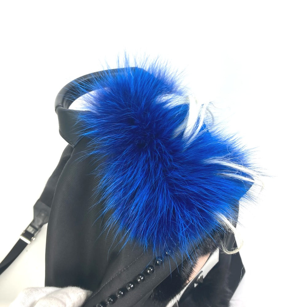 FENDI 7VZ016 バックパック カバン カールラガーフェルド ファー スタッズ リュックサック ナイロン レディース ブラック