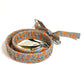 FENDI 8AV077 Flower Ribbon Floral Pattern Strap You Shoulder Strap Leather Women's Blue x Orange