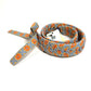FENDI 8AV077 Flower Ribbon Floral Pattern Strap You Shoulder Strap Leather Women's Blue x Orange