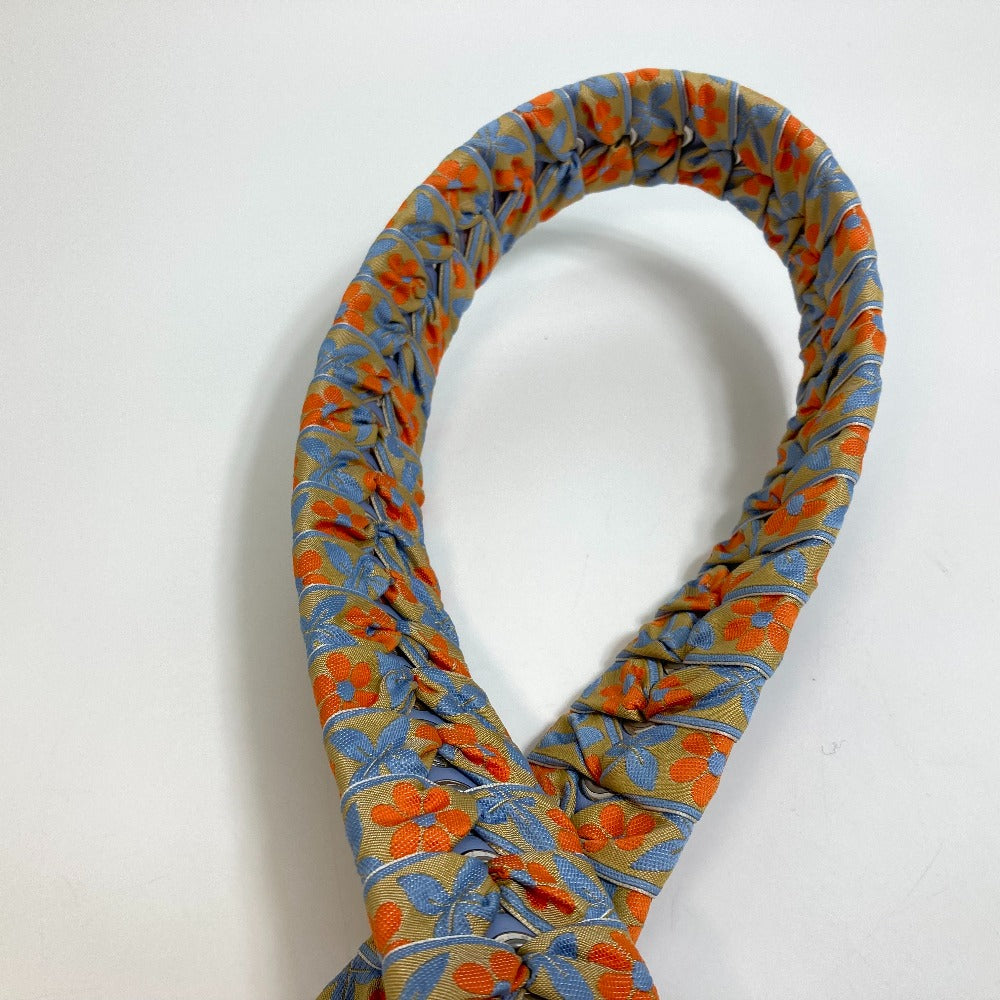 FENDI 8AV077 Flower Ribbon Floral Pattern Strap You Shoulder Strap Leather Women's Blue x Orange