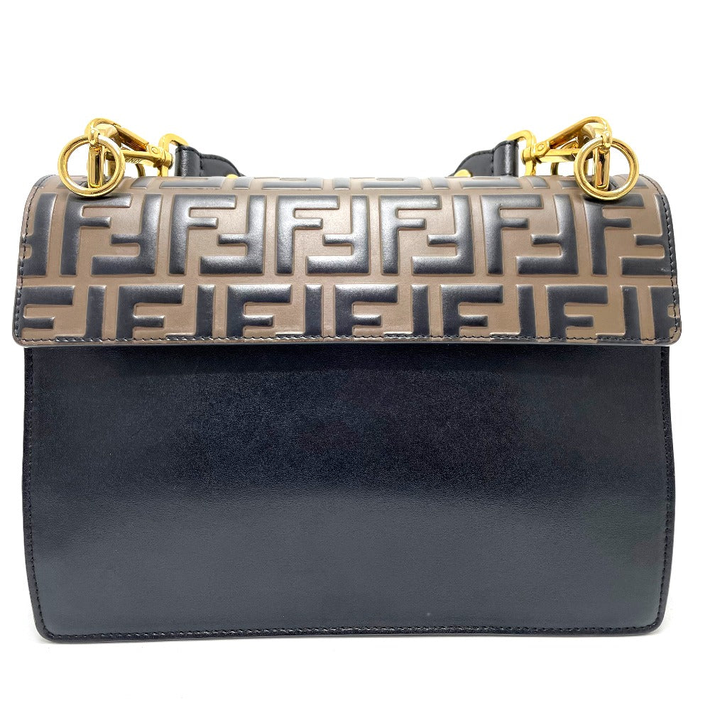 FENDI 8BT283 FF Zucca Canai 2-Way Shoulder/Handbag Leather Women's Brown/Black