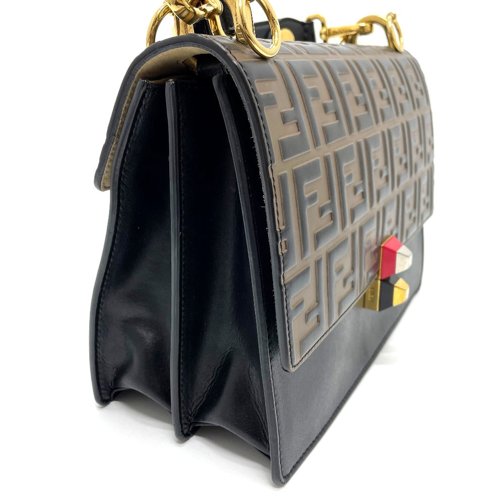 FENDI 8BT283 FF Zucca Canai 2-Way Shoulder/Handbag Leather Women's Brown/Black