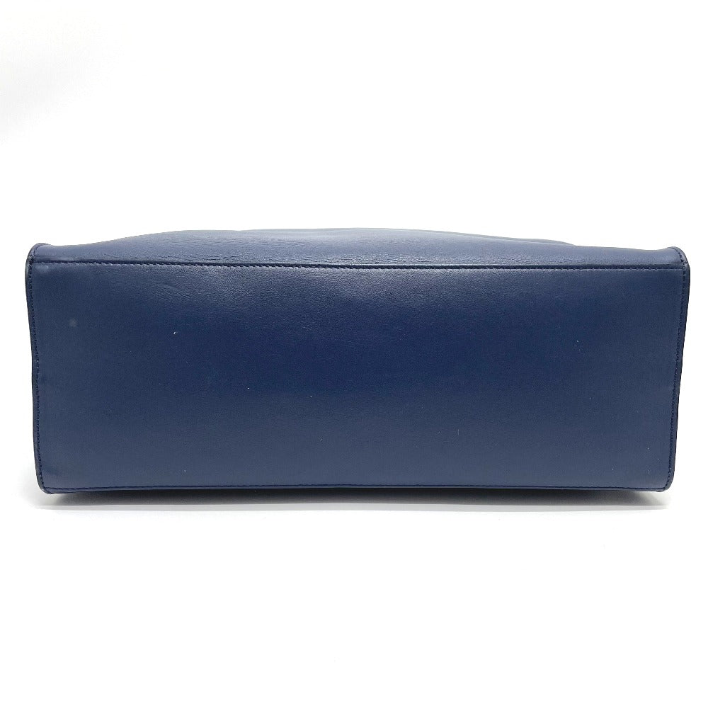 FENDI 7VA400 Two-Handle Briefcase, 2-Way Shoulder/Crossbody Business Bag, Leather, Men's, Navy