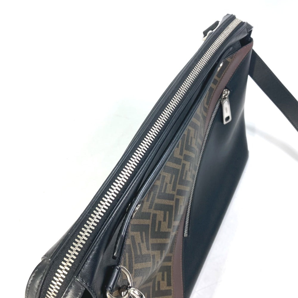 FENDI 8BH253 Zucca Briefcase, 2-Way Business Shoulder Bag/Crossbody Handbag, PVC, Men's, Brown