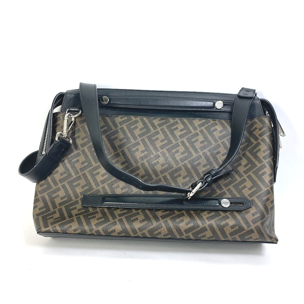 FENDI 8BH253 Zucca Briefcase, 2-Way Business Shoulder Bag/Crossbody Handbag, PVC, Men's, Brown