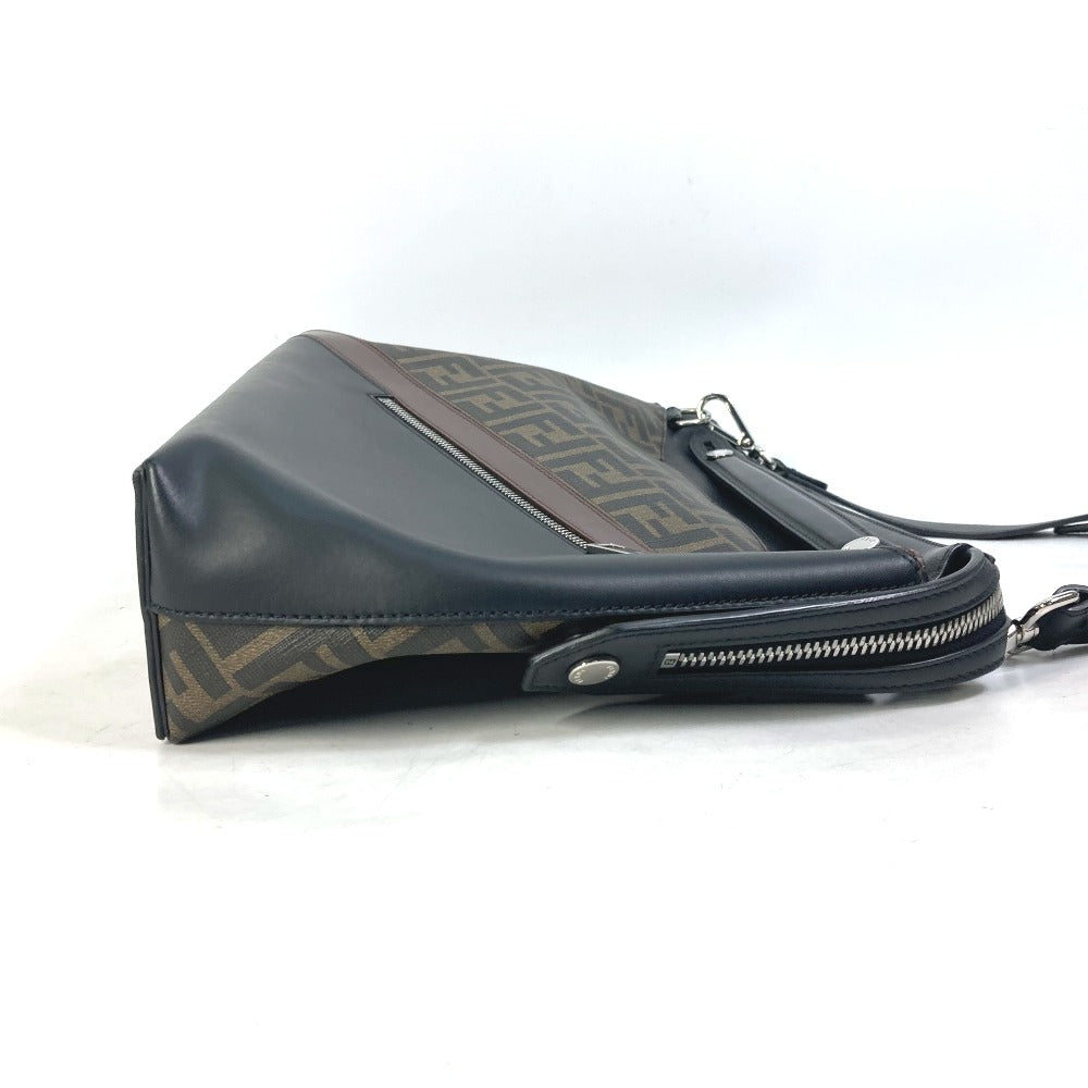 FENDI 8BH253 Zucca Briefcase, 2-Way Business Shoulder Bag/Crossbody Handbag, PVC, Men's, Brown