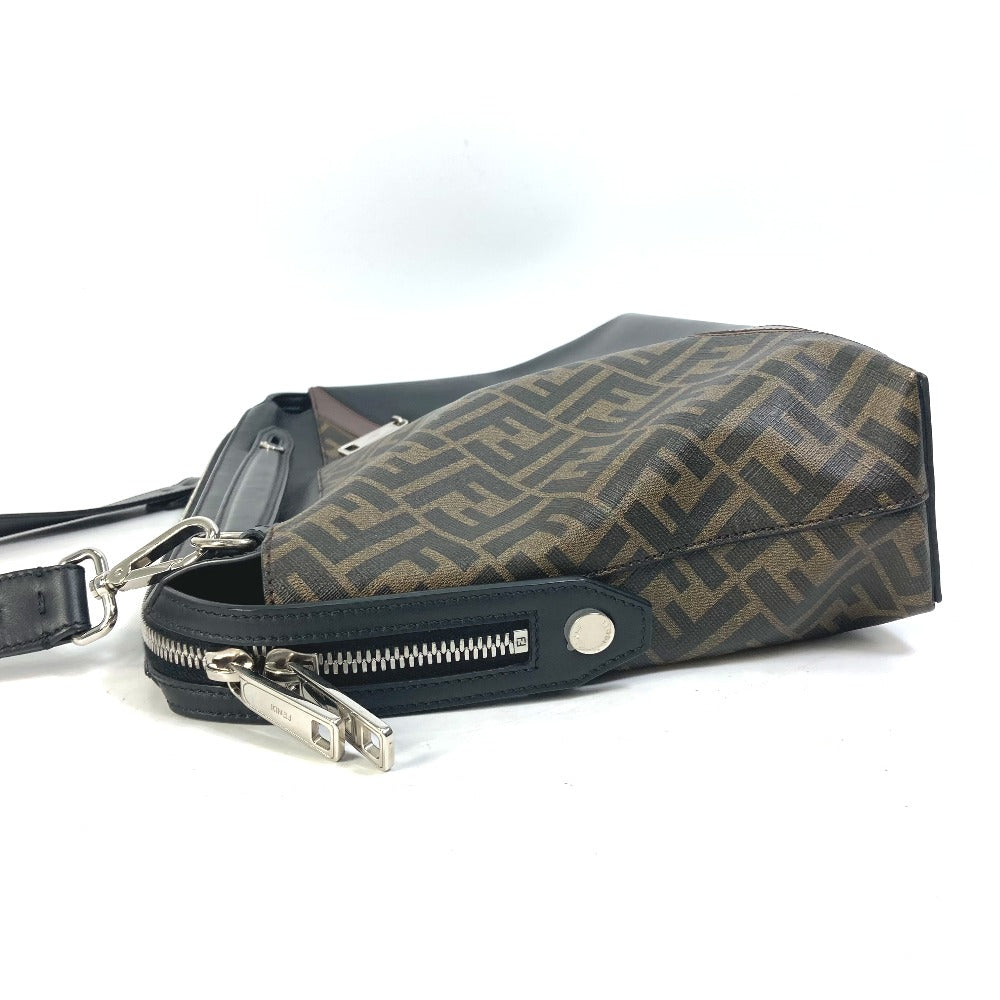 FENDI 8BH253 Zucca Briefcase, 2-Way Business Shoulder Bag/Crossbody Handbag, PVC, Men's, Brown