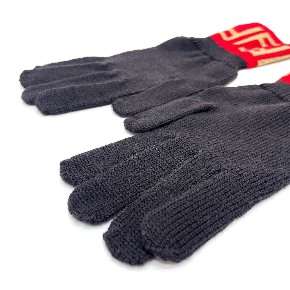 FENDI Zucca Wool Gloves for Women, Brown and Red