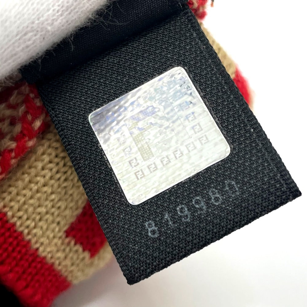 FENDI Zucca Wool Gloves for Women, Brown and Red