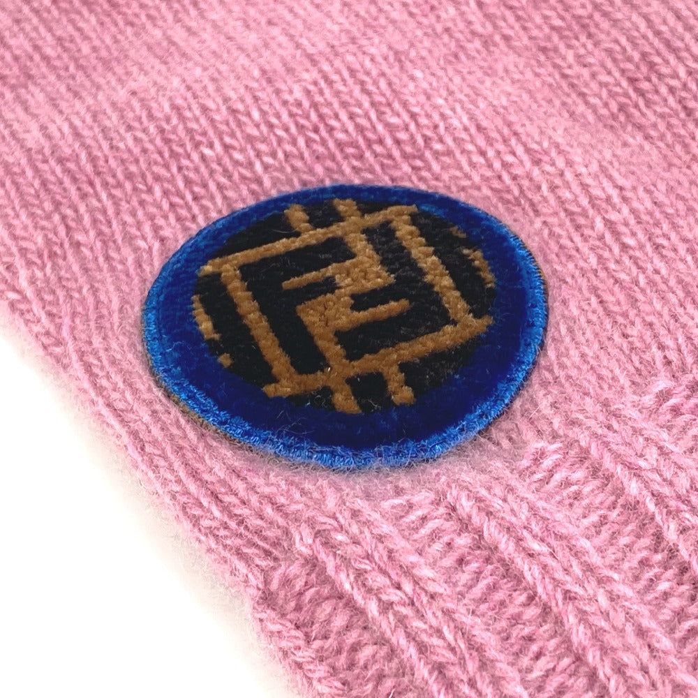 FENDI FXY554 Zucca Patch Gloves with Logo, Wool/Cashmere, Women's, Pink