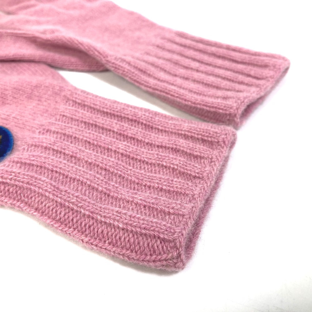 FENDI FXY554 Zucca Patch Gloves with Logo, Wool/Cashmere, Women's, Pink