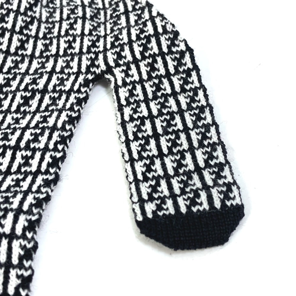 FENDI FXY010 Logo Gloves, Wool, Unisex, Black