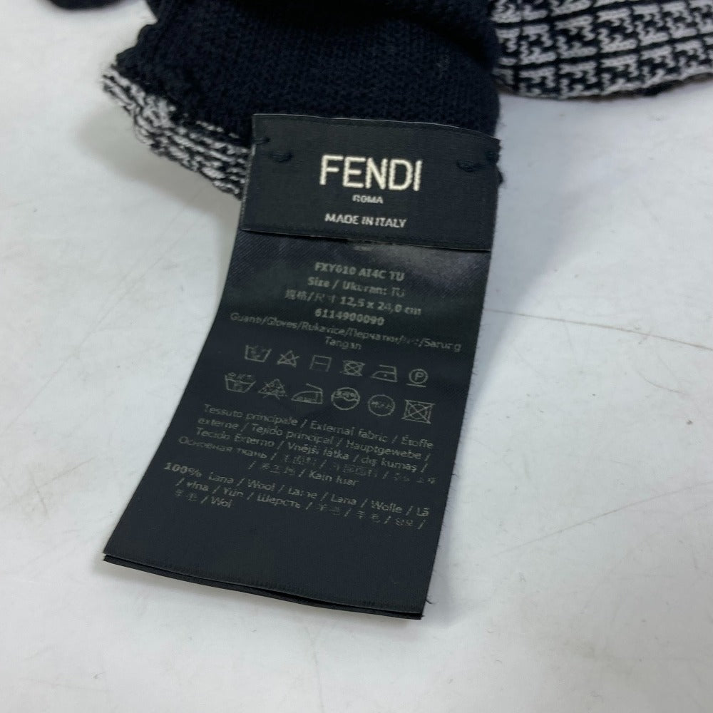 FENDI FXY010 Logo Gloves, Wool, Unisex, Black