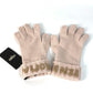 FENDI FXY574 Logo Gloves, Wool, Women's, Light Pink